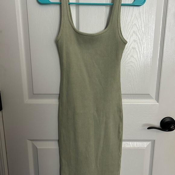 Wilfred Free Aritzia Murdock Silent Storm Green Ribbed Dress 2XS - Picture 5 of 5